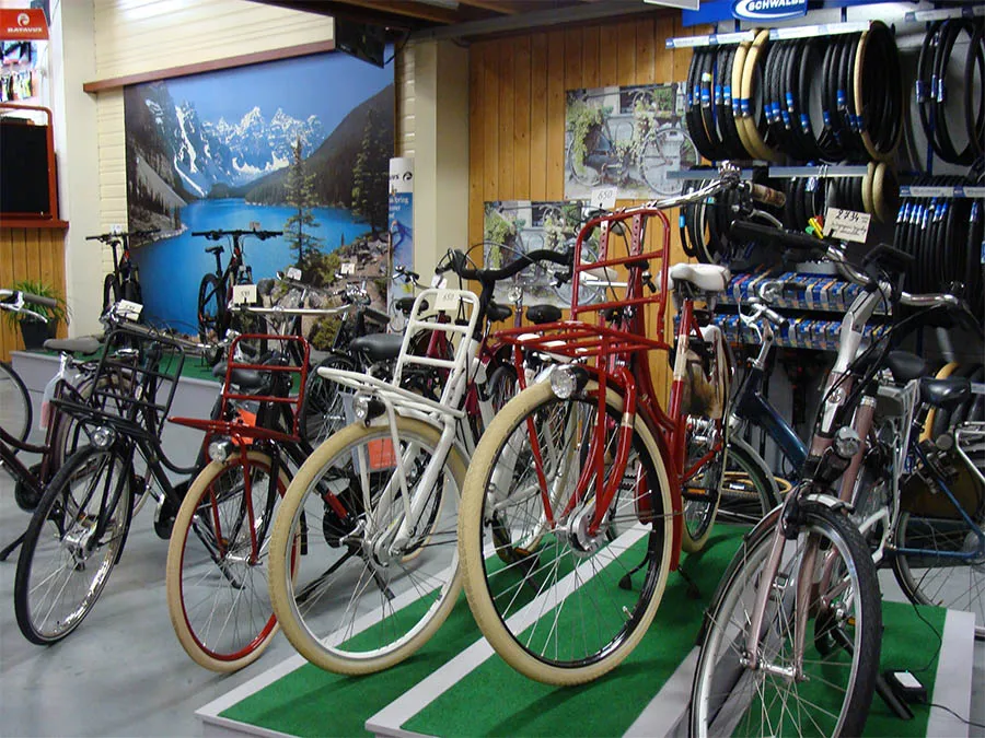Fietsen in de toonzaal van 't Rinkeltje in Sluis